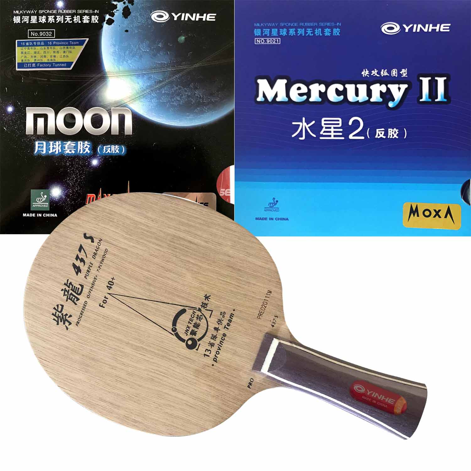 Table Tennis Zhang Jike - Pro Combo Schläger YINHE Purple Dragon
