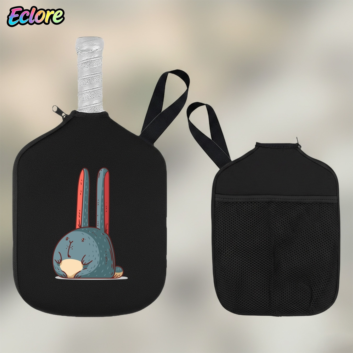 Table Tennis Racket - Niedliche Kaninchen-Pickleball-Schlägertasche, Langlebige Cartoon-Schlägerhülle für Tischtennis,